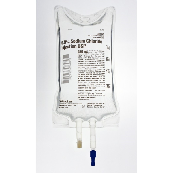 Saline 0.9% IV Bag FAH1322 250mL | Online Medical Supplies & Equipment